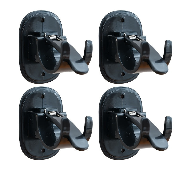 TEMU 4pcs No Drill Curtain Rod Brackets, Upgraded No Drilling Self Adhesive Curtain Rod Holder, Universal Nail Free Adjustable Curtain Rods Hooks For