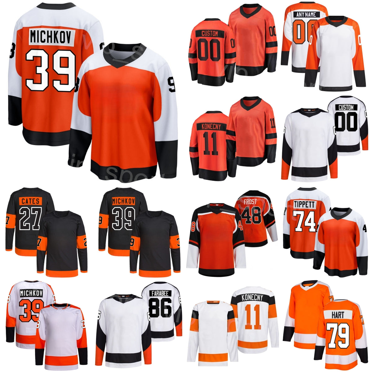 2024 Men Kids Women Hockey 39 Matvey Michkov Jerseys 11 Travis Konecny 6 Travis Sanheim 86 Joel Farabee 21 Scott Laughton 79 Carter Hart 74 Owen Tip