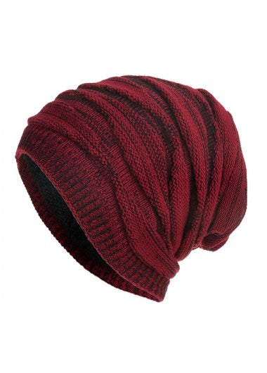 Modlily Wine Red Beanie Knitted Design Hat - One Size