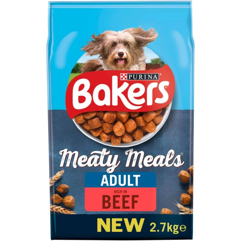 Bakers Meaty Meals Adult Beef Dog Food - 2.7kg