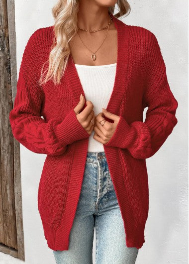 Modlily Wine Red Long Sleeve Tunic Cardigan - M
