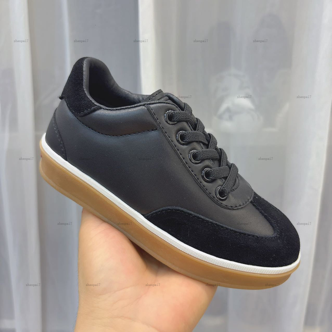 Top Child Sneakers Simple and pure color design kids skate shoes Size 26-35 Box protection Lace-Up baby casual shoes A441X12N112-b