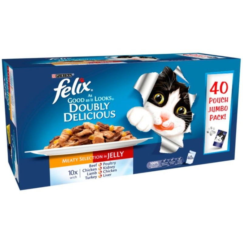 Felix As Good As It Looks Doubly Delicious Meat Cat Food - 40 x 100g