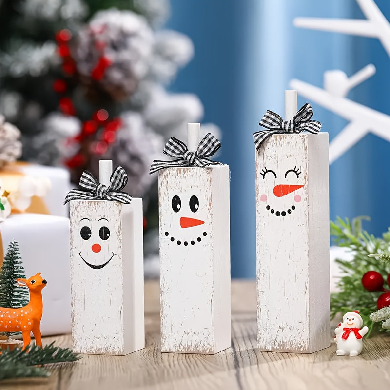 TEMU 3pcs, Winter Table Decoration Plaque And Ornaments, Christmas Wooden Block Logo Earthy Winter Tabletop Center Decoration Christmas Layered Tray