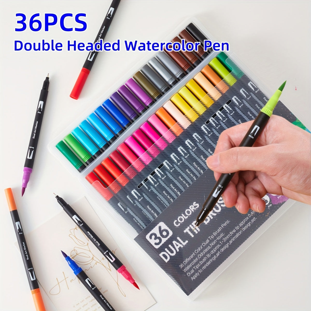 TEMU 24-36-100pcs Double-tip Art Marker Set | , Colorful Pens Drying For Drawing, Annotating, Sketching, And Doodling | Halloween Party Favors And