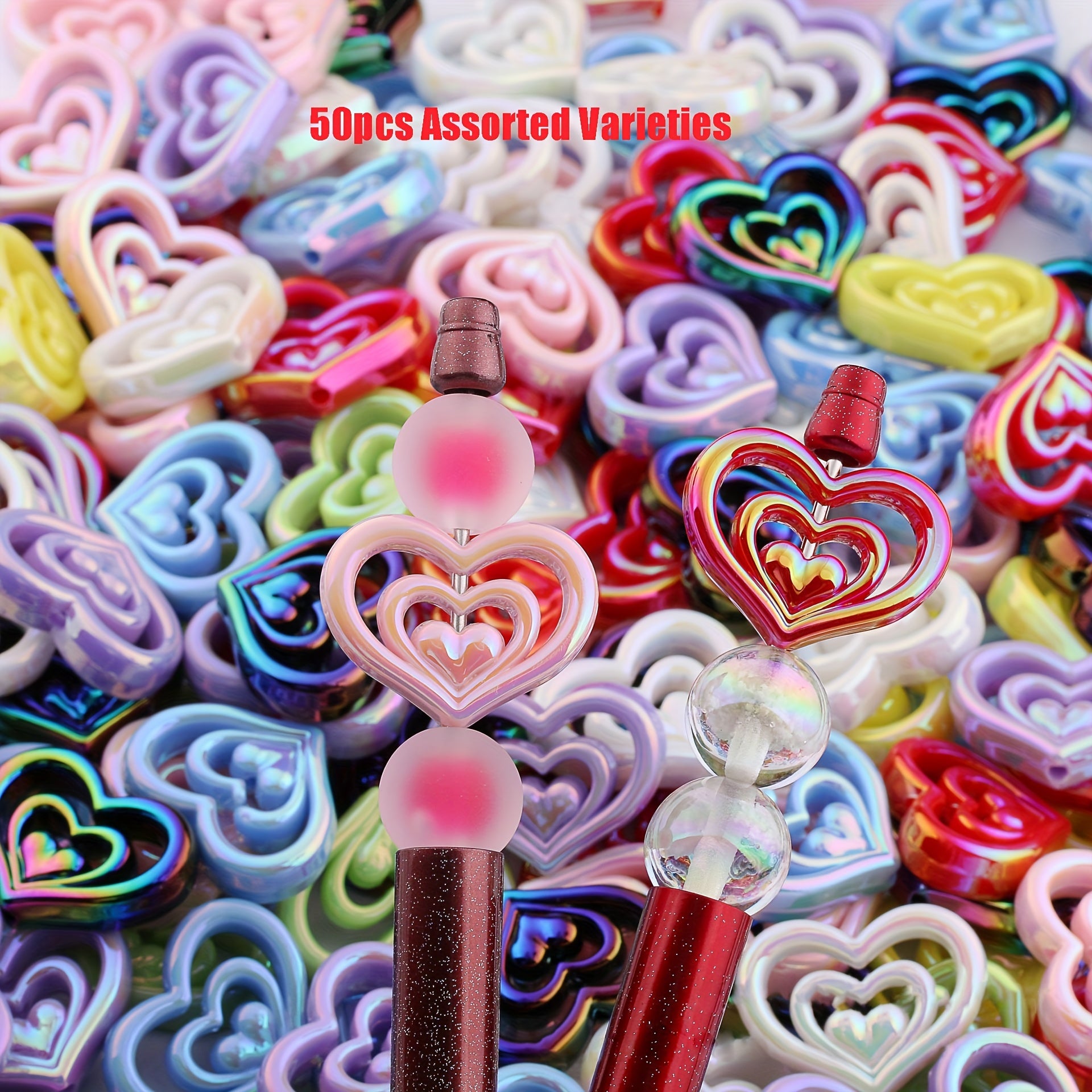 TEMU 50pcs Acrylic , Uv Plated , Assorted Colors, For Making, Keychains, And Craft Accessories - No Power Required, Keychain Decorations | Glossy