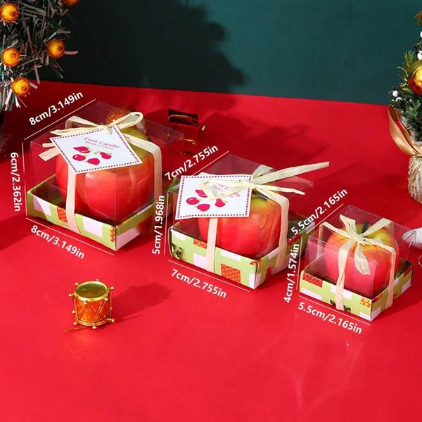 Christmas Gift Simulation Fruit Aroma Candle Apple Smokeless Handmade Candle Christmas Eve Party Decoration Gift Candles Red App Y240815