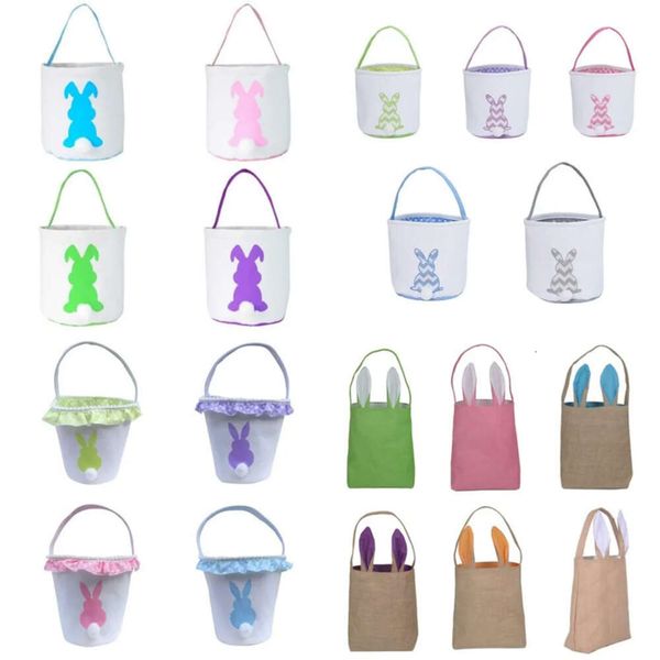 Easter STOCK Festive Cute Basket US Bunny Ear Bucket Creative Candy Gift Bag Easters Egg Tote Bags With Rabbit Tail 27 Styles S s s