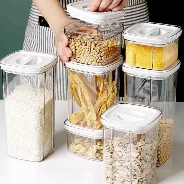 Storage Bottles Jars Transparent Food Storage Container Kitchen Refrigerator Multigrain Storage Tank Plastic Keep Fresh Sealed Can Home Kitc
