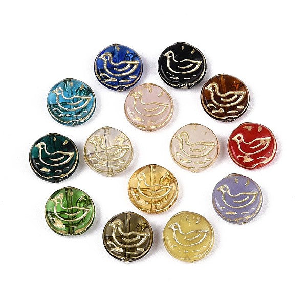 Perles de verre plates et rondes en forme de canard