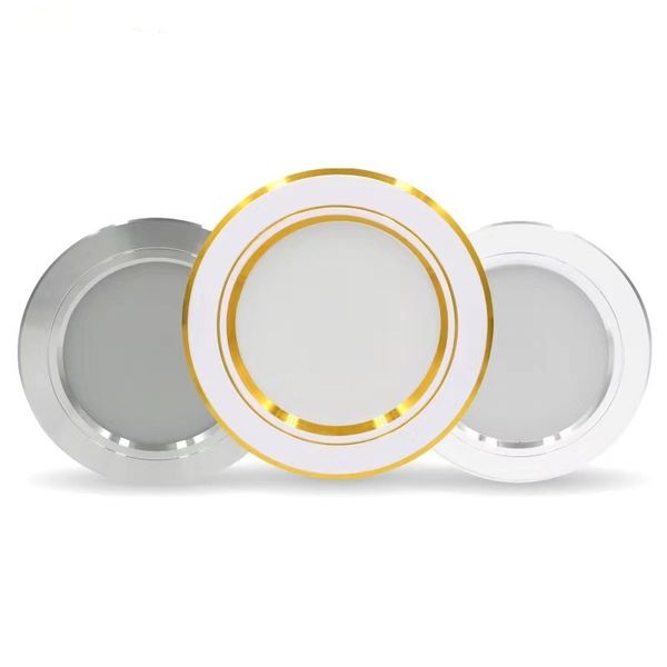 10PCS LED Downlight 220V Spot Three Colors 9W Recessed in LED Ceiling Downlight Light Cold Warm White Lamp