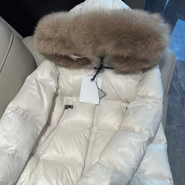 Womens Jacket white Down Designer Winter Jackets Coats Real Fox fur collar Fashion Parkas With Lady cotton Coat Outerwear Big Pocket