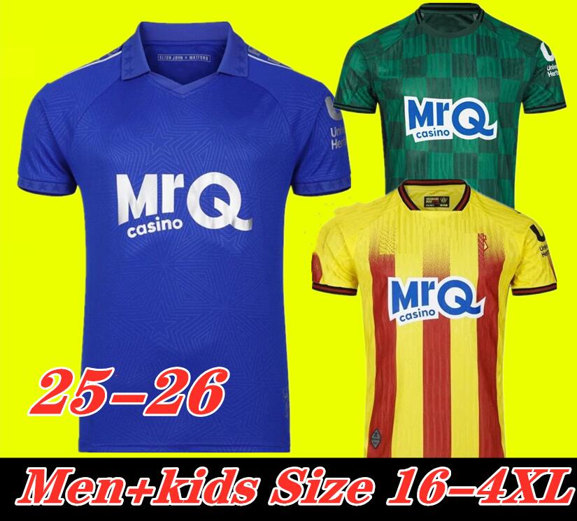 Watfords Soccer Jerseys LOUZA 25 26 Watfords FC Football Shirt CHAKVETADZE WFC Kits DWOMOH BAAH Men Tops Kids Uniform Golden Boys Equipment