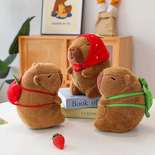 Plush Dolls Capybara Plush Toy Stuffed Animals Cute Capybara with Turtle Backpack Soft Doll Kids Kapibala Toys Birthday Christmas Gift z2411