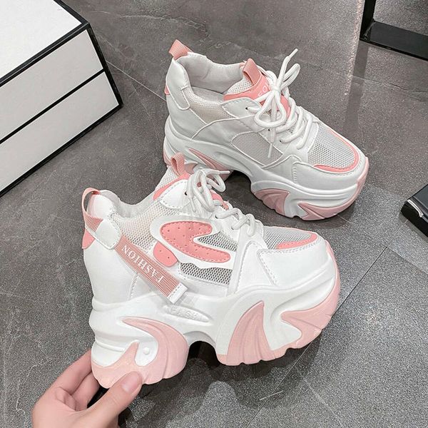 Women High Top Sneakers 2024 Spring Female Black White Chunky Sneaker Breathable Leather Wedge Shoes Zapatos Casual Mujer dhshoess