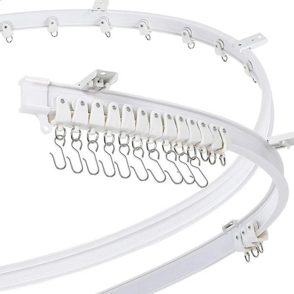 1-5m Flexible Curtain Track Ceiling Mount Silent Bendable Curtain Installation Guide Rail Door Screen Rail With Hook Accessories 240824