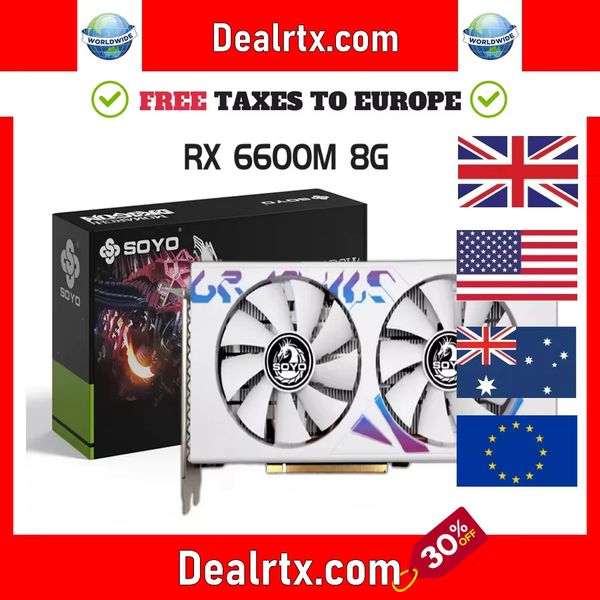 2024 AMD RX 6600M 8GB Graphics Card GDDR6 128Bit PCI-E 4.08 8Pin Radeon GPU RX6600M Desktop Components PC Gaming Video Cards