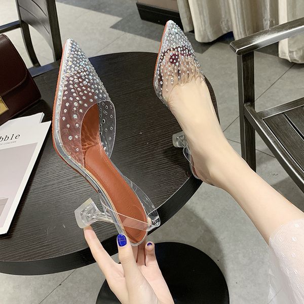 Transparent Crystal Wedding Party for High Sandals Thin Heels Sgback Pumps Women Shoes Autumn Womne Shoes89 d57a