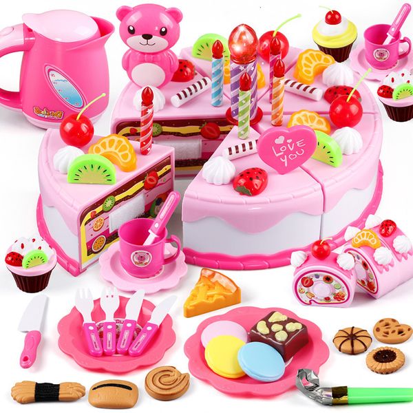 Kitchens Play Food Kids Educational Toy Simulation DIY Birthday Cake Model Kitchen Pretend Cutting Fruit for Toddler Children Gift 230427