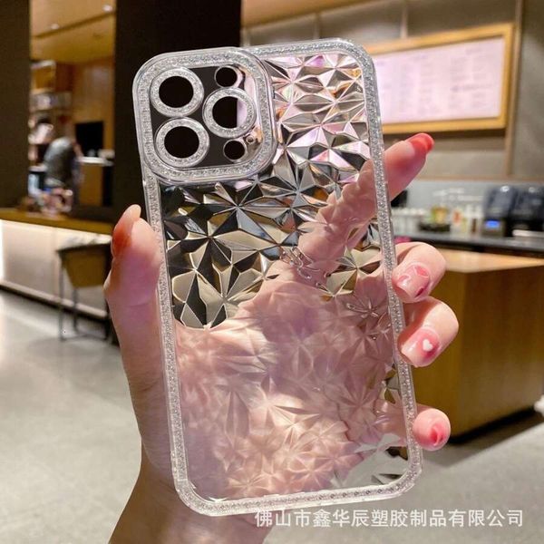 Lingge sparkling pattern suitable for iPhone 16 internet famous hot girl Apple 14 Pro transparent TPU phone case