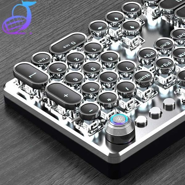 K990 Retro Punk Mechanical Keyboard Blue Black Brown Switch 104 Keys USB Wired Gaming Keyboards RGB Backlit for PC Laptop K990LX241031