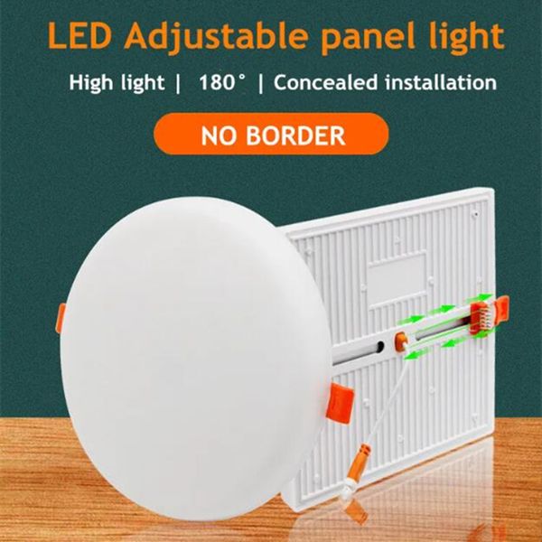 LED Panel Light Ultra Thin Round-Square 10W 18W 24W 36W Aluminum Ceiling Recessed Spotlight AC 85-265V Open Hole Adjustable Lamp D2.0