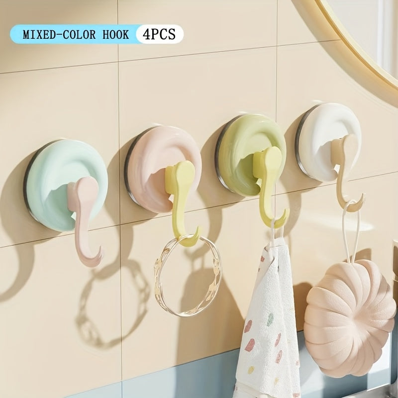 TEMU Candy-colored Suction Cup Hook, No-drilling Hook, Strong Load-bearing Capacity, Suitable For Behind Doors, Kitchens, Bathrooms, Multi-functional