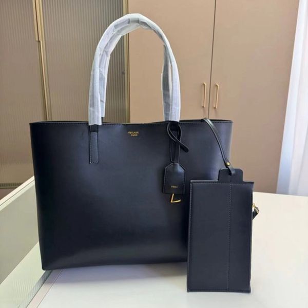 SAINT LAURENT BACO COMPOSTO ICARE TOTE Mommy Shopping Womens Sacos Y Bolsa de couro dupla de couro dupla Bola de ombro versátil grande capac