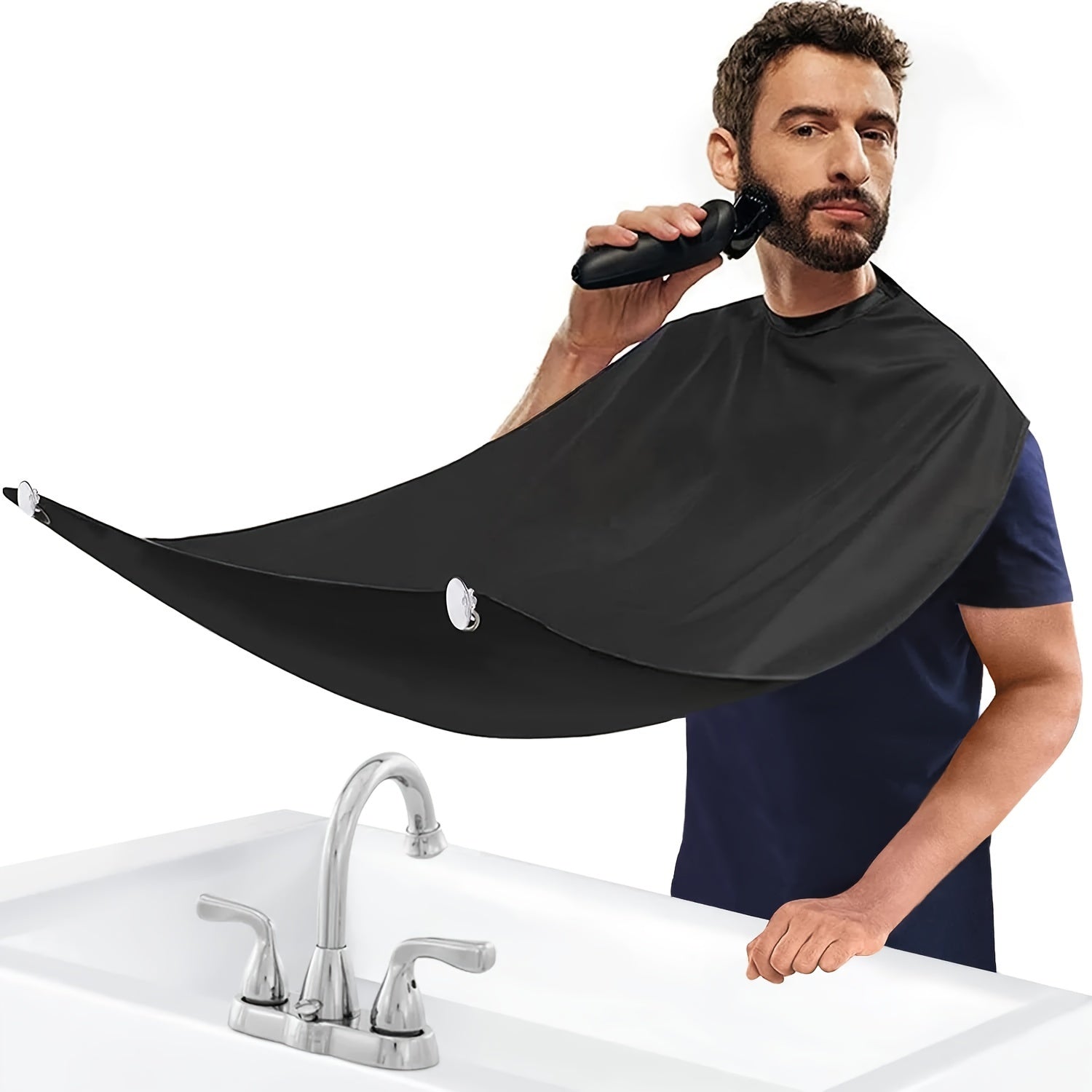 TEMU Apron: Beard Shave Cape With 2 Suction Cups - Grooming Accessories For Shaving And Trimming
