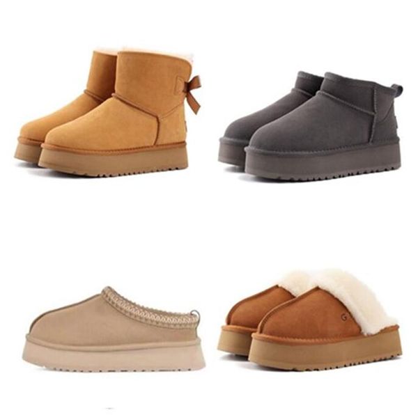 Man Women Tazz bow platform slippers Boots Mini snow boots keep warm boot Sheepskin Plush casual boots with card dust bags Beautiful Christm
