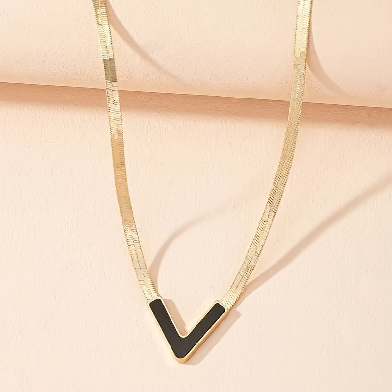 TEMU 14k Golden Plated V-shaped Pendant Necklace - Minimalist Bohemian Jewelry For Women, Durable Casual Attire & Gift Idea, Versatile Accessory,