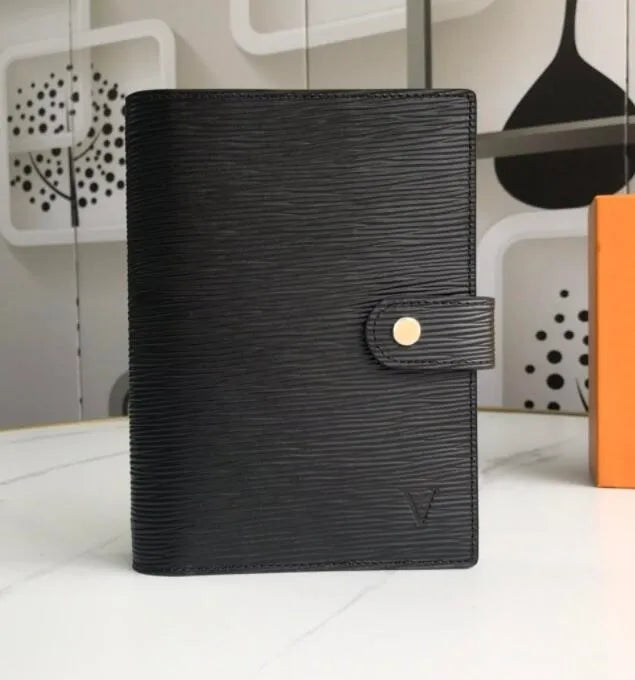 Designer Women Men Leather Notebook Bags Holder Credit Case Book Cover Fashion womens purse wallet Diary Small Ring Agenda Planner Notebooks Wih Dus