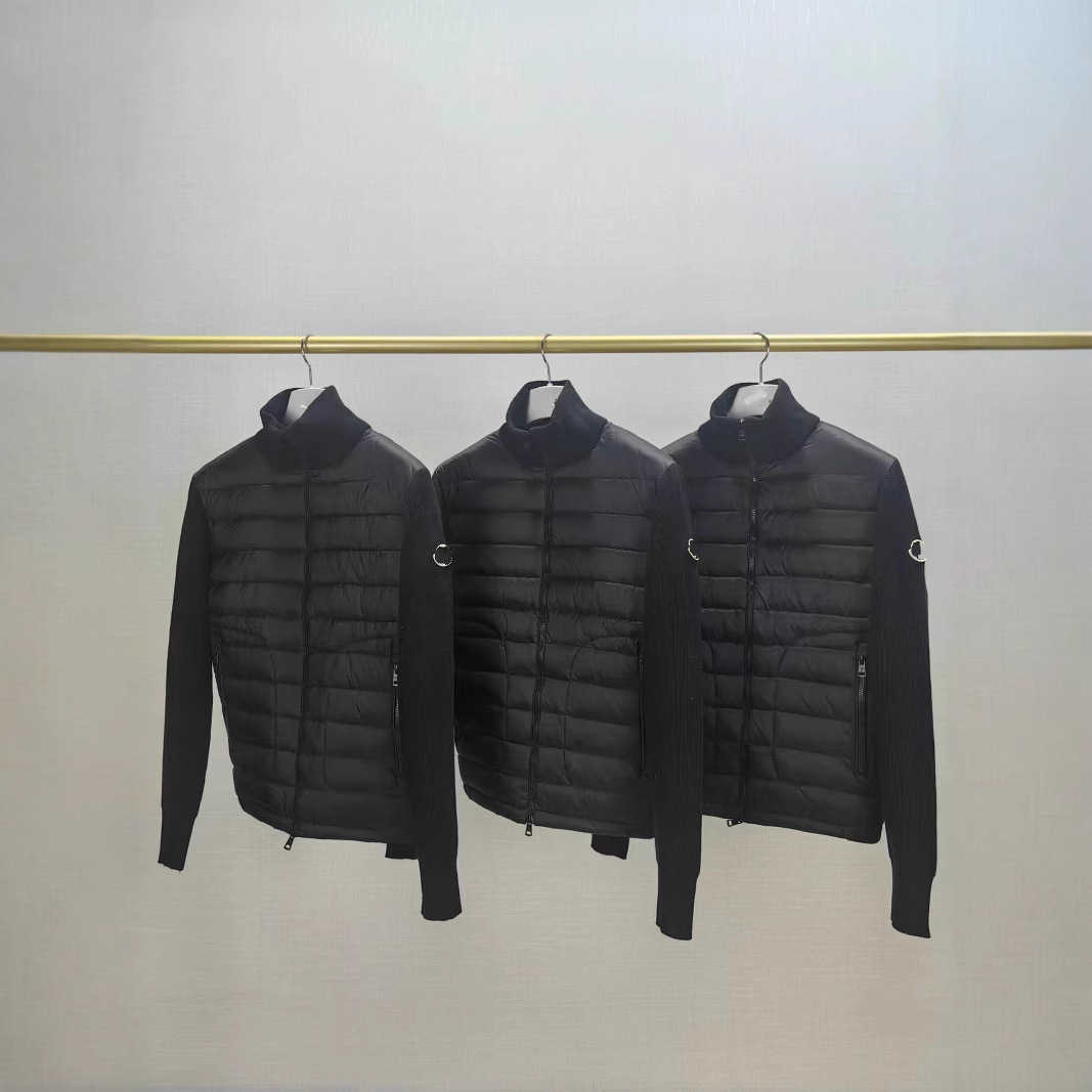 HighQuality Autumn Winter Classic Zipper High Stand Collar Jacket Down Jacket Men Commuter Knitted Stitching Coat L250909PKZS