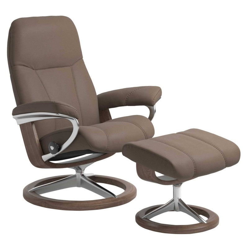 Stressless Consul Signature Chair and Footstool - Large - Fabric - Signature