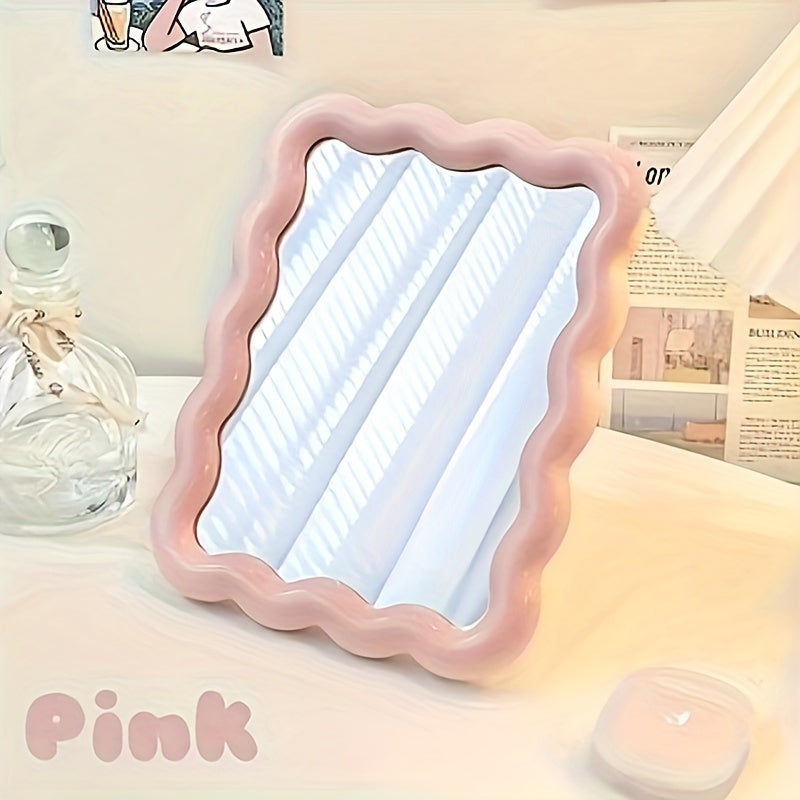 TEMU Chic Floral Makeup Mirror - Portable, Wall-mount Or Desktop Design With Polished Finish For Decor