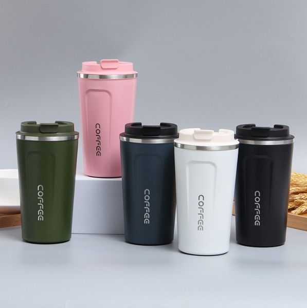 304 Stainless Steel Thermos Coffee Mugs Office Water Bottles Car Traveg Cups Double Vacuum With Rubber Bottoms and Lids A0029