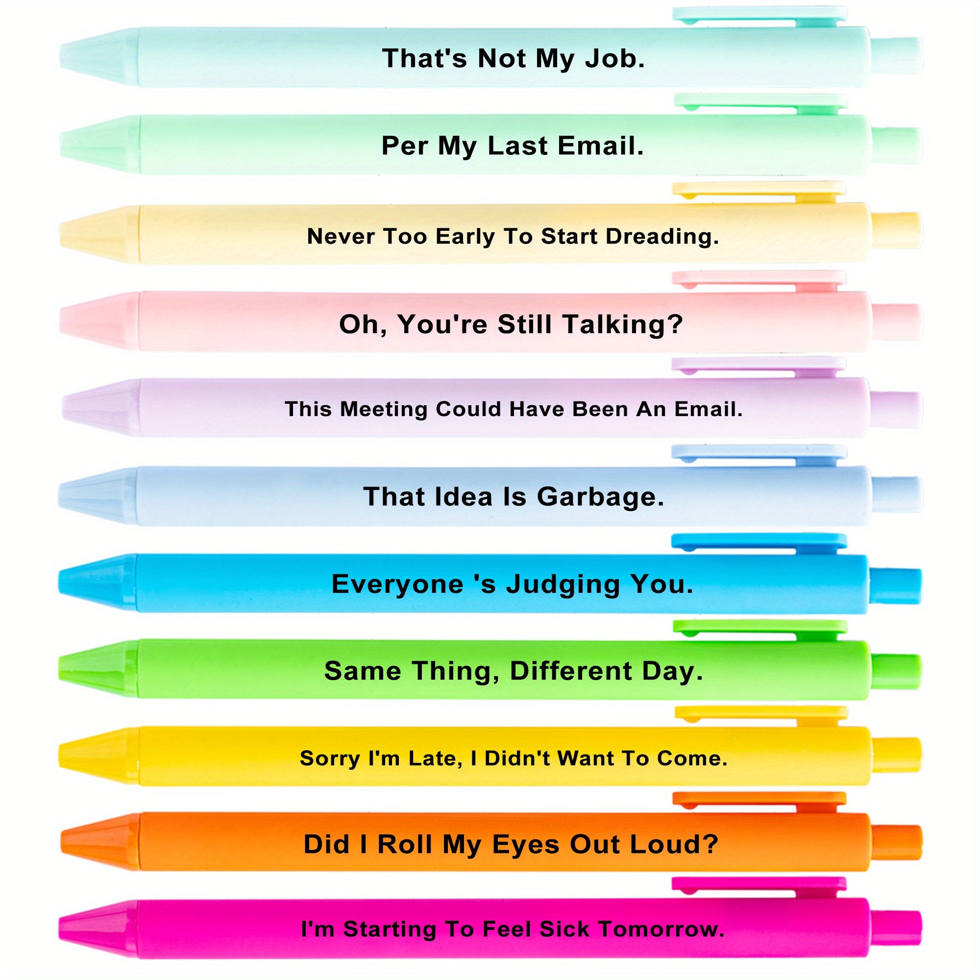 TEMU Humor Pens-11pcs Retractable Ballpoint Pens With Funny Words, Black Ink, Ideal For Office-school, Party Events, Anyone Who Humor, Funny Gift,