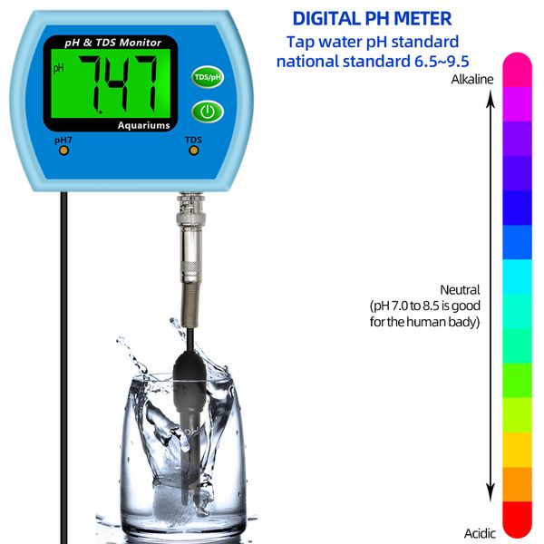 2 in 1 Multi-parameter Water ph Monitor Water Quality test TDS Tester Acidometer for Aquarium Ph Meter 50% Off
