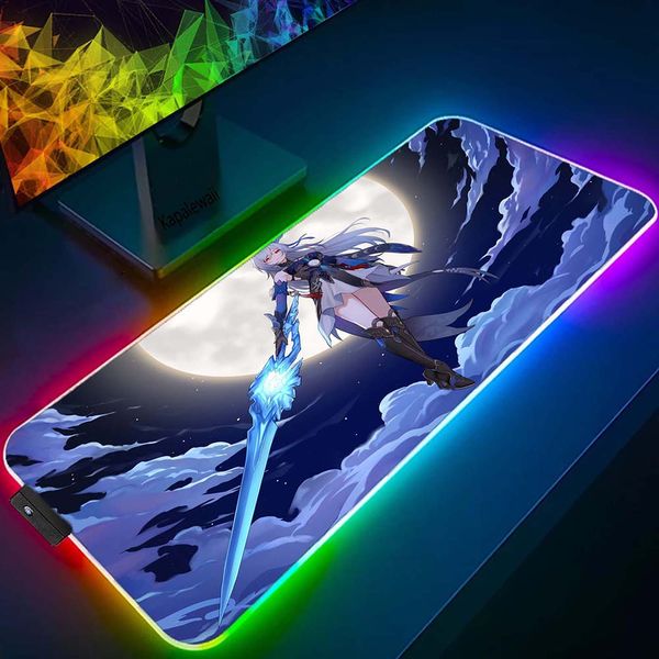 Rubber Desk Mat Gamer Pads XXL Large Gaming Mousepad Honkai Star Rail LED Mouse Pads Pc Mousemat Big Mouse Pad Keyboard Mat RGB