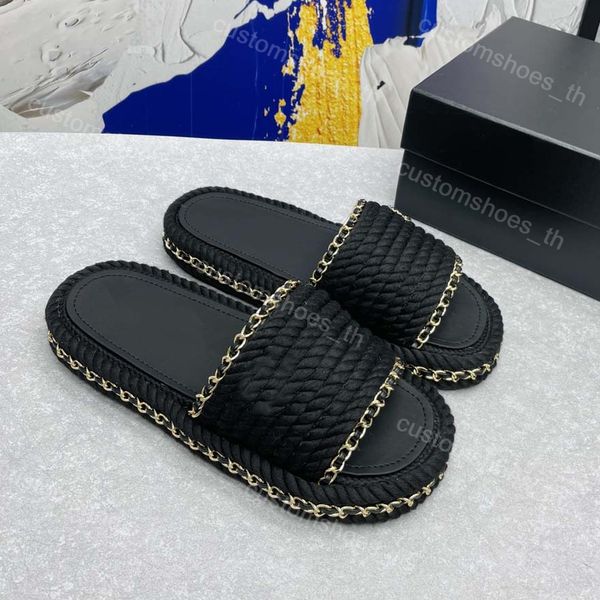 Designer Slippers Women Slipper Braided Sandals Honey Wool Sandal Wool Knit Slides Platform Slide Striped Mule Fashion Summer Beach Shoes Ca