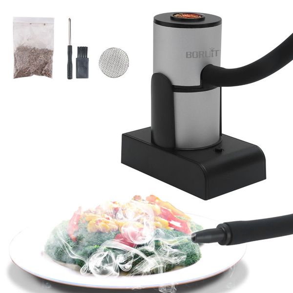 Cookware Parts BORUiT Portable Food Cold Smoke Generator Molecular Cuisine Smoking Gun Meat Burn Smokehouse Cooking for Grill Smoker Wood 22
