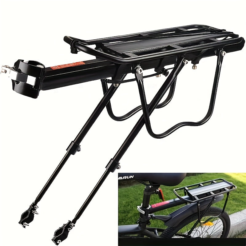 TEMU Heavy-duty Aluminum Alloy Rear Bike Rack -release, 110-165 Lbs Capacity Pannier Rack For Mountain-road Bikes - 3-point Mounting, W-shaped Side