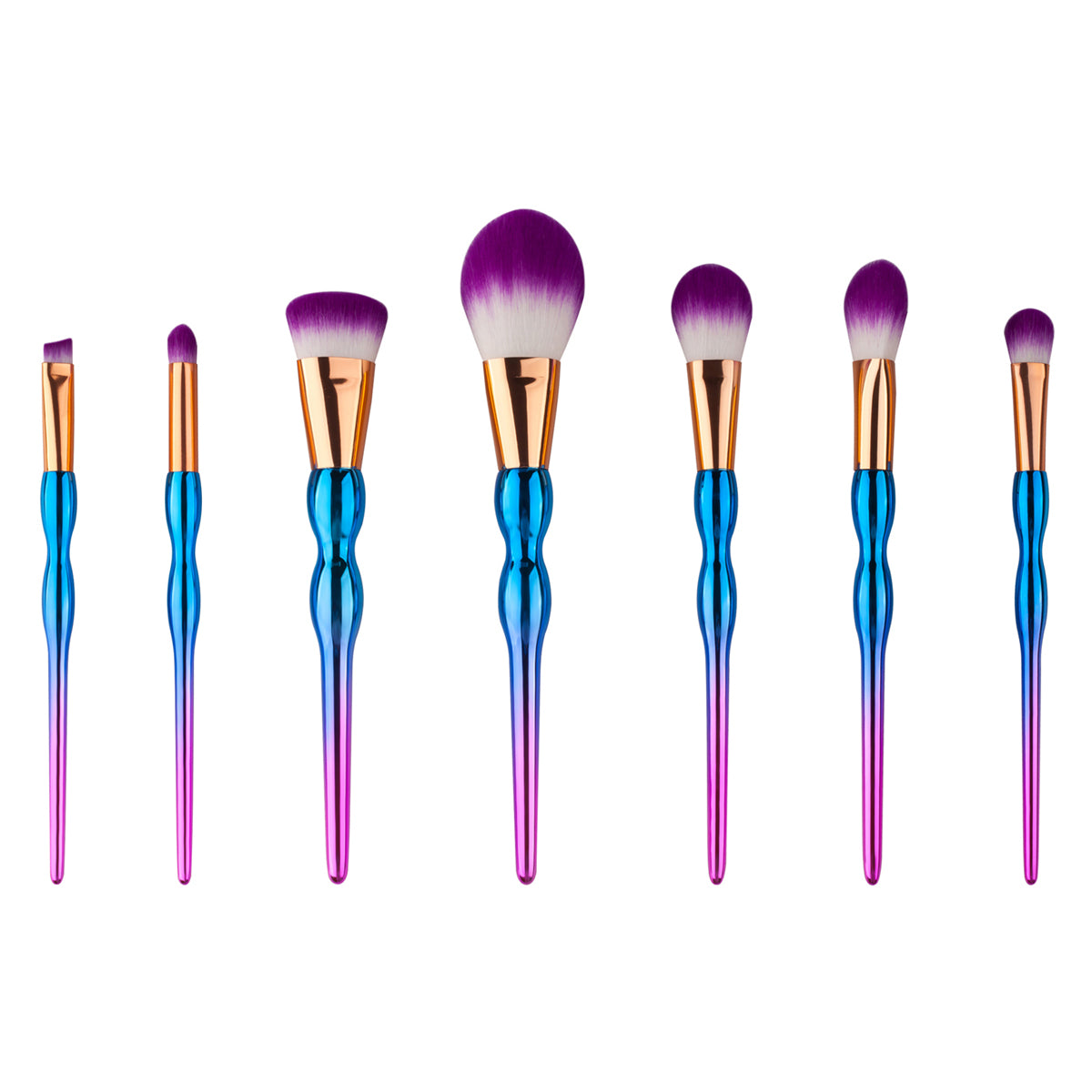 7-Piece Professional Abstract Everyday Use Makeup Brush Set - Blue