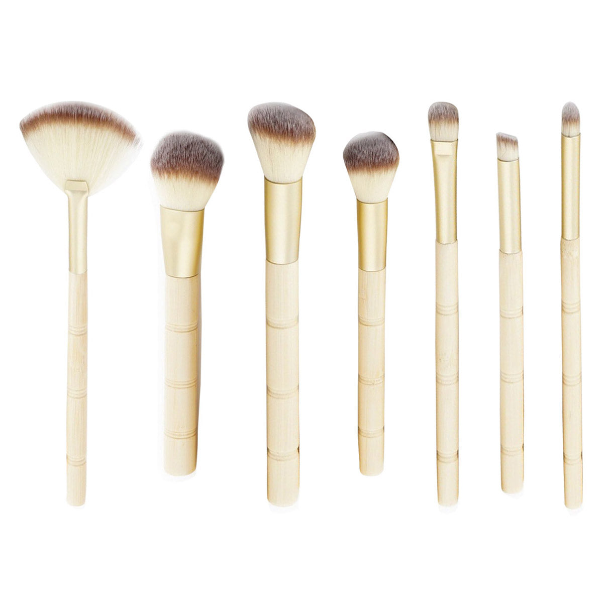 7-Piece Professional Abstract Everyday Use Makeup Brush Set - Wood