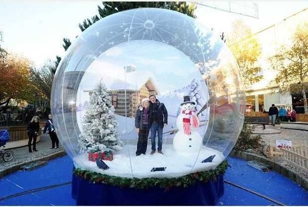 2021 Christmas Snow Globe For Events Customized Backdrop Inflatable Snow Globe Photo Booth With Pump Christmas Yard Clear Bubble
