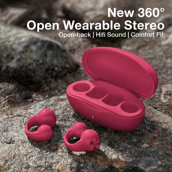 Cell Phone Earphones Earring Wireless Earbuds Bluetooth 5 3 with Charging Case Open Ear Headphones Air Conduction for Sport Running Painless