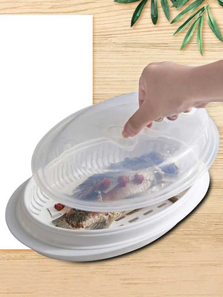 Fish Bowl Steamer Mtifunction Microwave Fish Steamer Oval Microwave Oven Steamer with Lid for Fish Bun Dumpling Bread Y250120