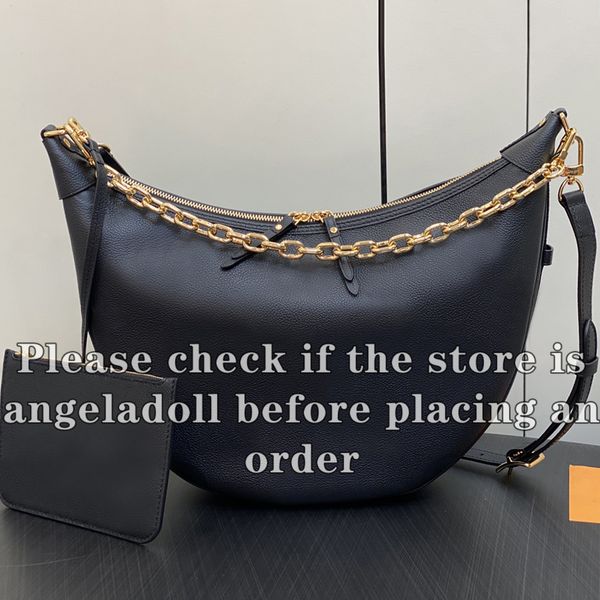 10A Mirror Quality Designer 38cm Large Moon Bag Womens Loop Hobo Bags Luxurys Handbags Genuine Leather Black Embossed Purse Crossbody Should