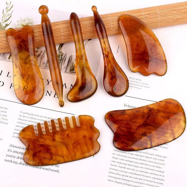 7Pcs-Set Beauty Scrapping Massage Tool Guasha Massager Gua Sha Board Face Eye Body Acupoint Stimulation Therapy SPA Scraper 240112