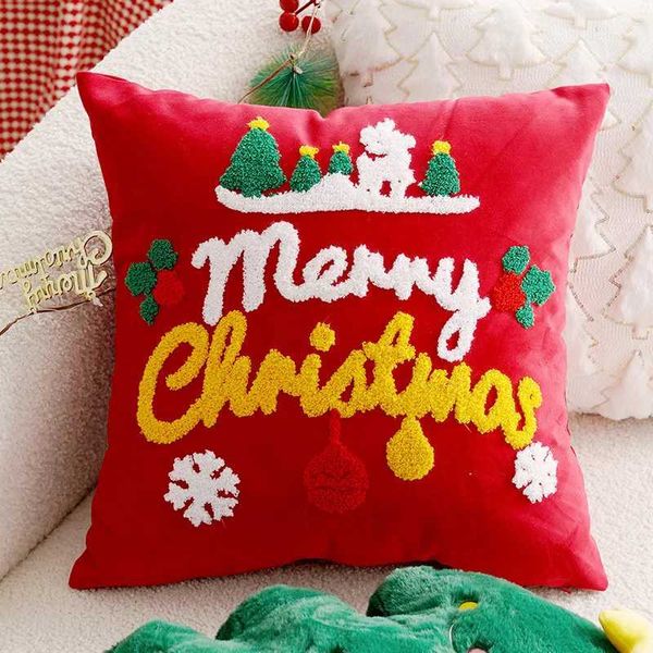 High Quality 30X50-45X45CM Christmas throw cover snowflake embroidery stamp waist pad decoration T241113
